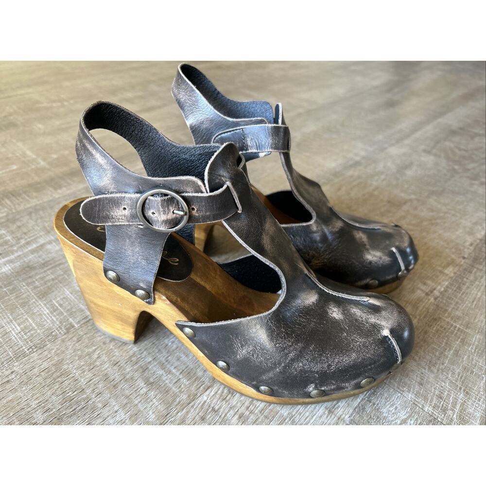 Matisse Colby Studded Wood Platform Clogs Womens 7 Brown Leather Boho NWOT - Picture 2 of 14